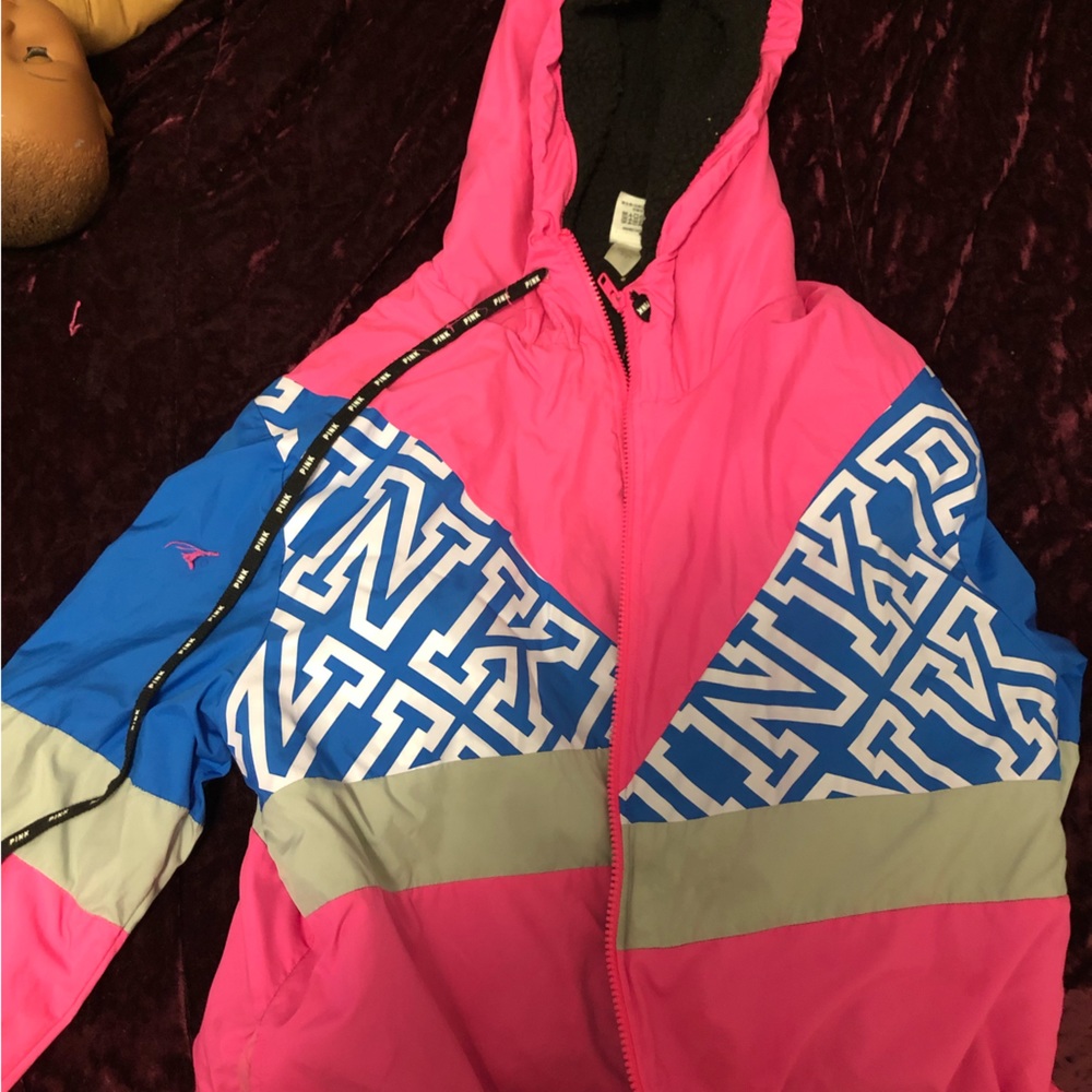 “PINK” pink and blue jacket